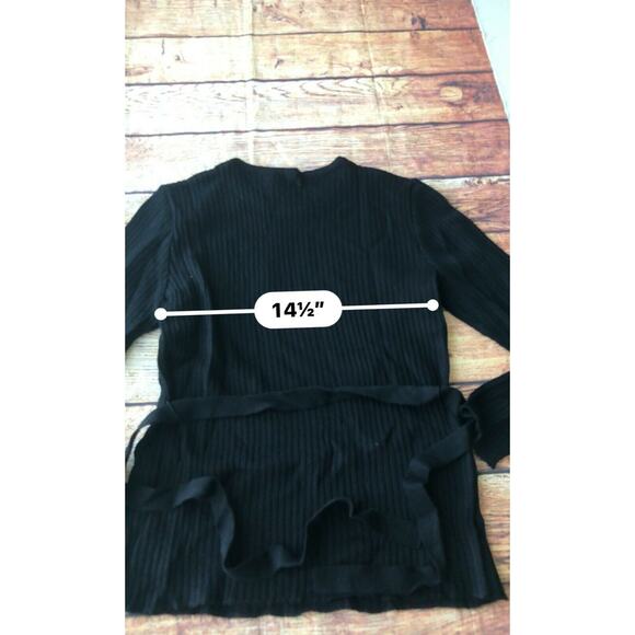 Lemmi For Nina Leonard Womens Pullover Sweater Belted Tie Waist Knit Sz L - Picture 5 of 6